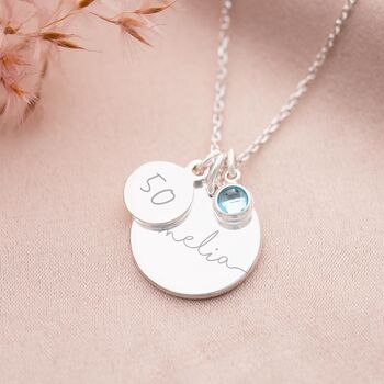 Esme Birthday Disc And Birthstone Name Necklace, 6 of 12