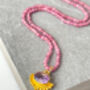 Pink Tourmaline Beaded Necklace With Amethyst Pendant, thumbnail 3 of 4