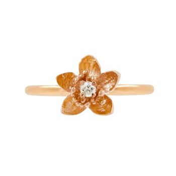Diamond Cherry Blossom Ring Silver/Gold/Rose Gold, 5 of 8