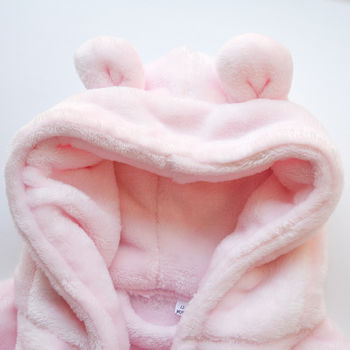 Personalised Pink Fleece Hooded Dressing Gown, 2 of 5