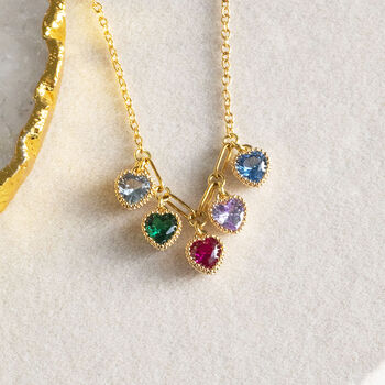Family Birthstone Necklace With Heart Crystals, 2 of 11