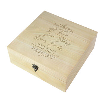 Personalised True Love Story Wooden Keepsake Box, 2 of 3