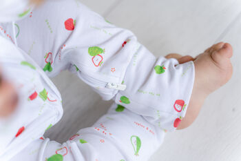 Organic Cotton Sleepsuit Apples And Pears, 3 of 5
