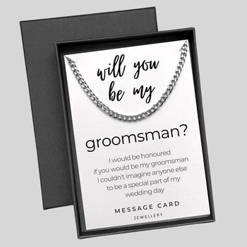 Chunky Silver Groomsman Proposal Necklace Gift, 2 of 6