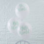 White And Mint Green Hello World Baby Shower Balloons, thumbnail 1 of 3