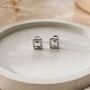 Battered Square Sterling Silver Stud Earrings, thumbnail 2 of 6