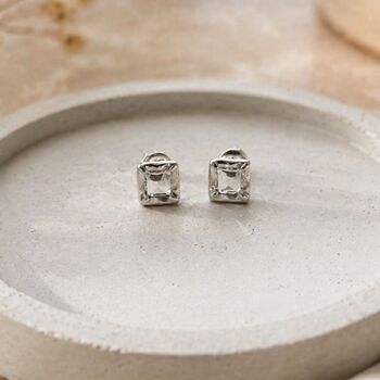 Battered Square Sterling Silver Stud Earrings, 2 of 6