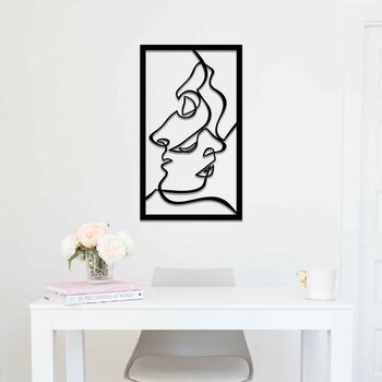 Modern Wooden Faces Line Art: Stylish Room Decor, 5 of 10