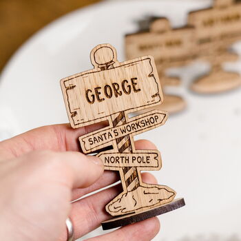 Personalised North Pole Wooden Christmas Place Names, 4 of 4