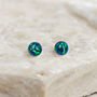 Mini Sterling Silver Peacock Opal Ball Stud Earrings, thumbnail 3 of 7