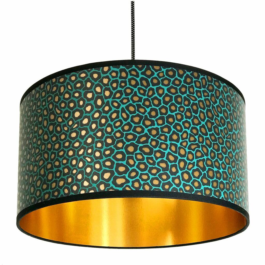 Senzo Spot Animal Print Lampshades With Gold Lining, 1 of 6