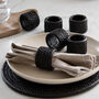 Marbury Black Rattan Napkin Rings Set Of Six, thumbnail 2 of 3