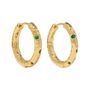 Gold Organic Emerald Studded Hoops, thumbnail 2 of 3