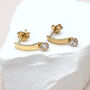 9ct Yellow Gold Cubic Zirconia Curve Bar Earrings, thumbnail 1 of 3