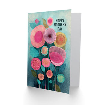 Folk Art Flowers Teal And Pink Mother's Day Card, 2 of 6