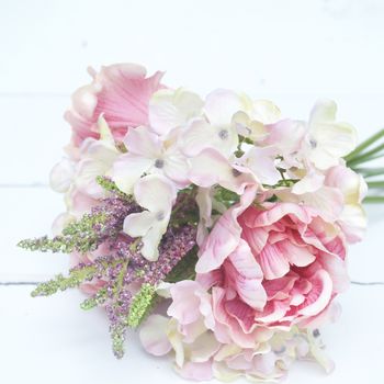 Soft Pink Artificial Bouquet In Light Bulb Vase, 7 of 7