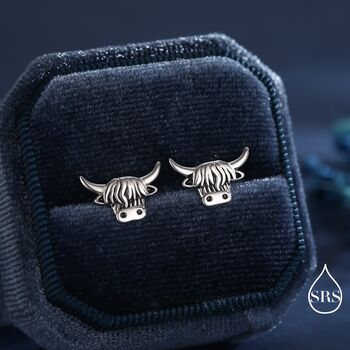 Delicate Highland Cow Screw Back Earrings In Sterling Silver, 3 of 11