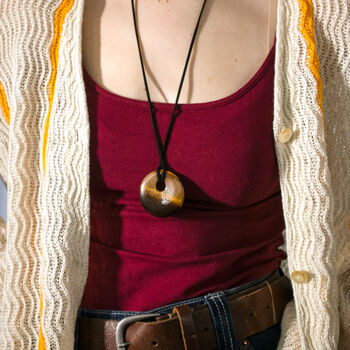 Tiger's Eye Long Pendant Necklace, 4 of 5