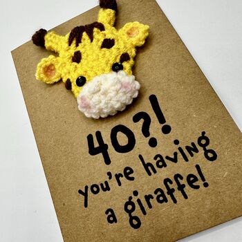 Personalised Age Giraffe Crochet Birthday Card Handmade, 3 of 11