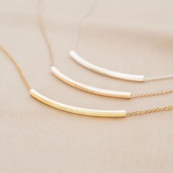 Curved Skinny Bar Hidden Message Personalised Necklace, 2 of 11