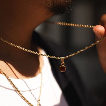 Gold Mini Red Tigers Eye Gemstone Pendant Necklace For Men, 2 of 9