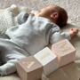 Wooden Baby Name Blocks, Personalised Newborn Gift Pink And White, thumbnail 1 of 8