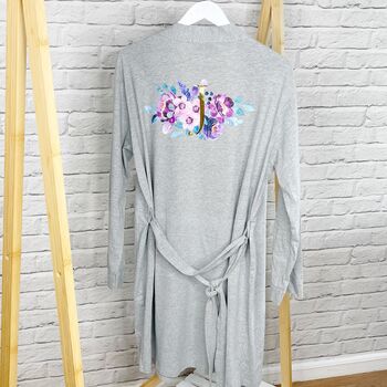 Modern Floral And Gold Personalised Dressing Gown, 3 of 6