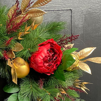 Salisbury Faux Flowers Christmas Wreath, 3 of 4