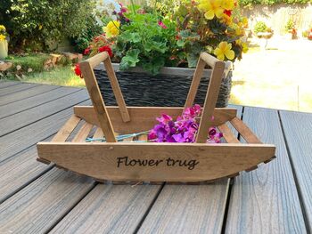 53cm Wooden Garden Trug Flower Basket Carrier With Folding Handles Gift, 6 of 9