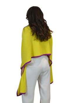 Yellow Purple Accent 100% Cashmere Travel Wrap Shawl Gift Boxed, 7 of 10