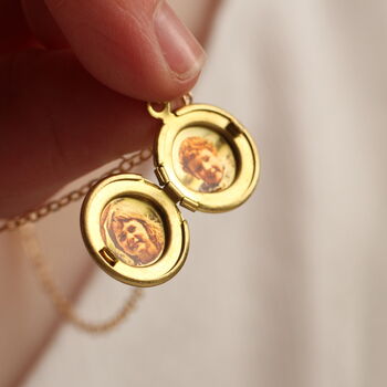 Tiny Small Round Locket Personalised Photo Necklace, 2 of 12