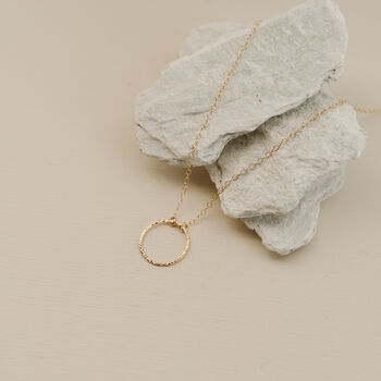 Textured Circle Necklace In 14k Gold Fill, 2 of 6