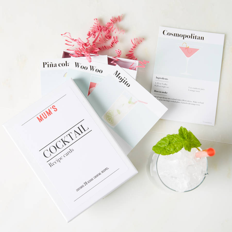Personalised Cocktail Recipe Postcard Gift Box Set By coconutgrass
