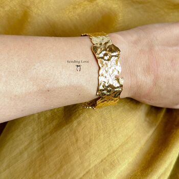 Handcrafted Gold Statement Bracelet Bangle Gift For Her, 2 of 7