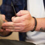 Men's Brown Leather Stainless Steel Infinity Bracelet, thumbnail 4 of 7