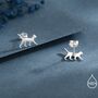 Cat Stud Earrings In Sterling Silver, thumbnail 5 of 12