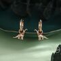 Sterling Silver Dinosaur Huggie Hoop Earrings Brachiosaurus, thumbnail 6 of 11