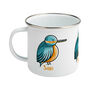 Personalised Cute Kingfisher Silver Rimmed Enamel Mug, thumbnail 3 of 4