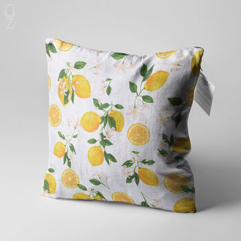 Lemons And Floral Cushion Cover With Yellow And Green, 3 of 7