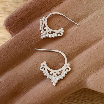 Leia Sterling Silver Hooped Studs, 4 of 7