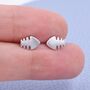 Fish Bone Stud Earrings In Sterling Silver, thumbnail 1 of 12