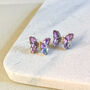 Iridescent Crystal Butterfly Stud Earrings, thumbnail 2 of 2