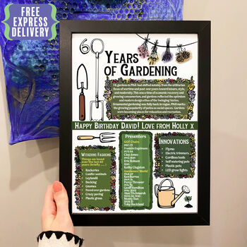 60 Years Of Gardening 60th Birthday Gift Print, 4 of 6