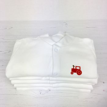 Organic Red Tractor Sleepsuit, 3 of 5