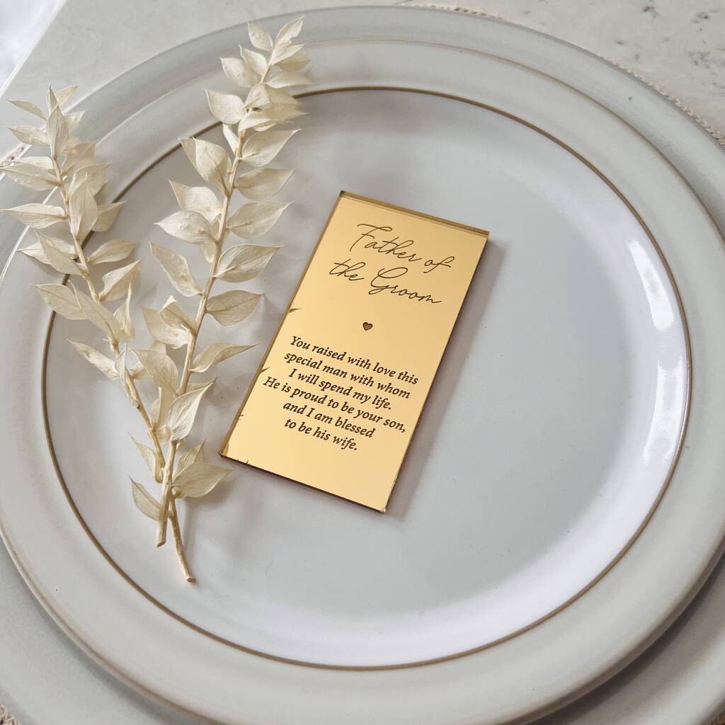 Father Of The Groom Gold Silver Wedding Place Setting, 1 of 3
