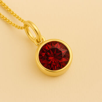 Personalised Gold Plated Sterling Silver July Ruby Birthstone Necklace, 5 of 11