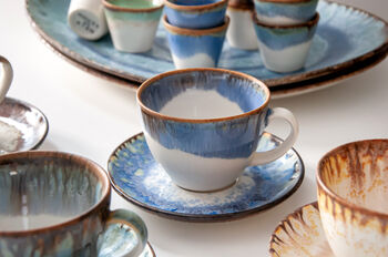 Blue Set Of Two Porcelain Tea Cup With Saucer, 11 of 11