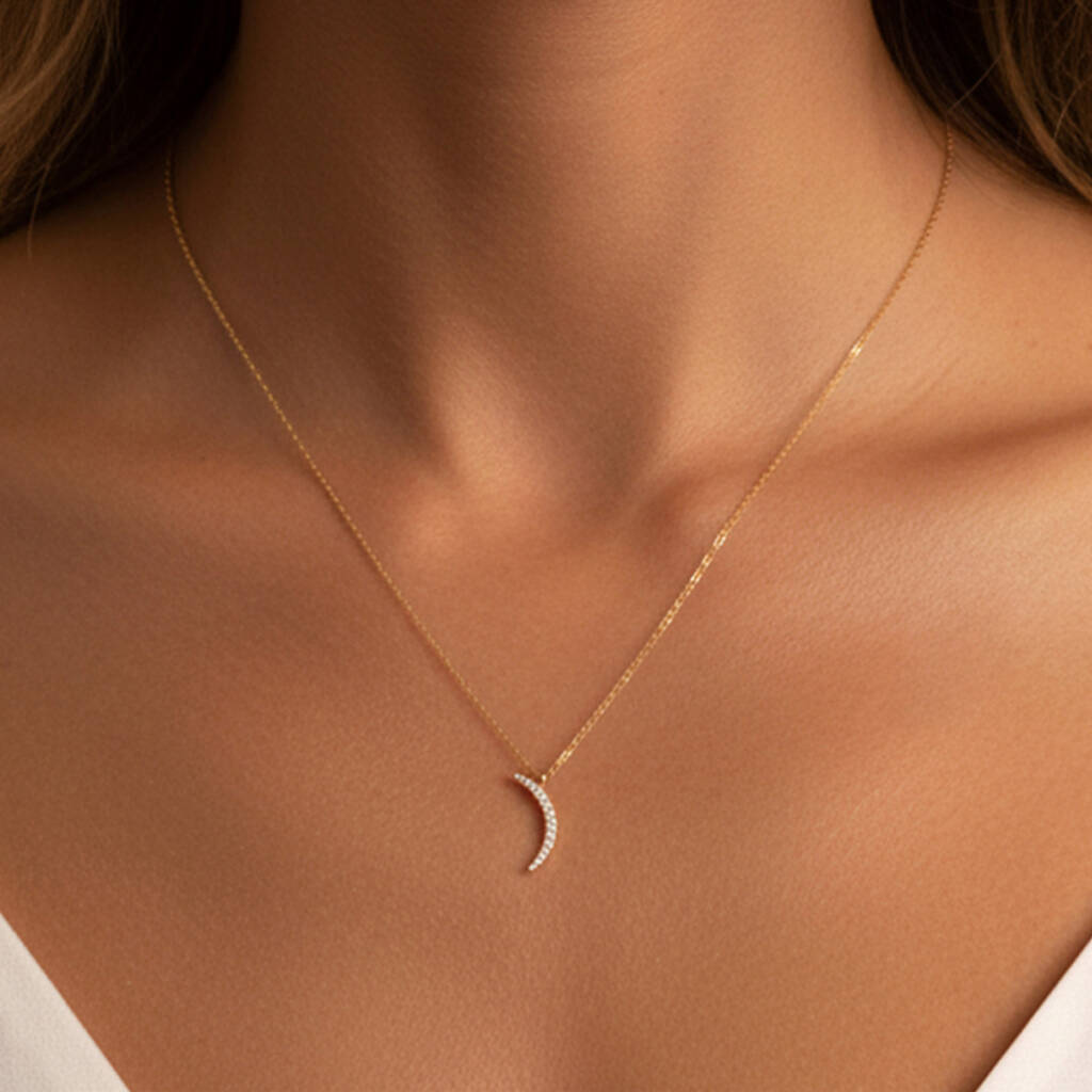 Gold Or Silver Women’s Dainty Crescent Moon Necklace, Celestial Jewellery Gift For Her, 1 of 5