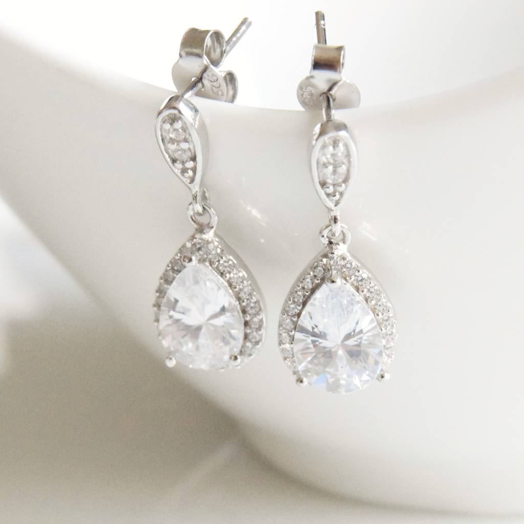 sterling silver tear drop crystal earrings by yatris ...