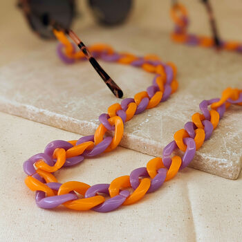 Glasses Chain Lilac And Orange Chunky Acrylic Chain, 10 of 11